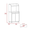 Kitchen Cart Totti, Double Door Cabinet, One Open Shelf, Two Interior Shelves, White Finish White Particle Board