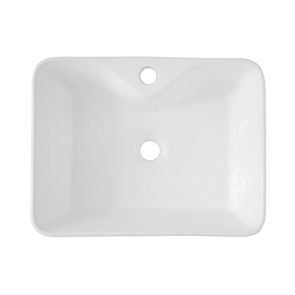 19"X15" White Ceramic Rectangular Vessel Bathroom Sink White Ceramic