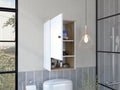 Medicine Cabinet Porto, Two Internal Shelves, Light Oak White Finish Light Oak Particle Board