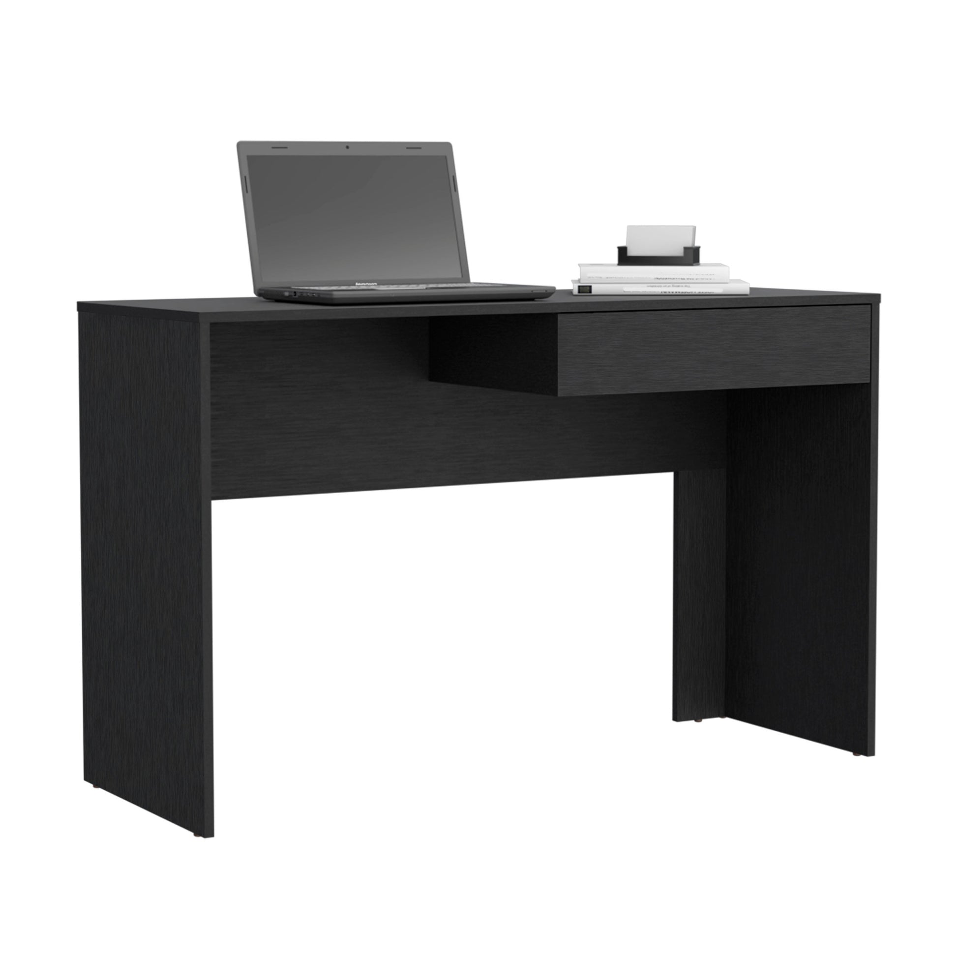 Computer Desk Harrisburg, One Drawer, Black Wengue Finish Black Particle Board