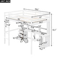 Full Size Loft Bed With Multi Storage Desk, Led Light And Bedside Tray, Charging Station, White Box Spring Not Required Twin White Wood Bedroom Solid Wood Mdf