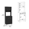 Pantry Piacenza,Two Double Door Cabinet, Black Wengue Finish Black Particle Board