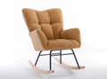 050 Teddy Fabric Rocking Gilder Nursery Chair For Living Room Indoor,Khaki Solid Khaki Bedroom Cotton Wipe Clean Modern Rocking Chairs Eucalyptus Tufted Back Foam Teddy