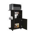 Kitchen Cart Kryot, Single Door Cabinet, Four Casters, Black Wengue Finish Black Particle Board