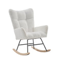 Rocking Chair Nursery, Solid Wood Legs Reading Chair With Teddy Fabric Upholsterednap Armchair For Living Rooms, Bedrooms, Offices, Best Gift,White Teddy Fabric White Primary Living Space Modern Rocking Chairs Polyester