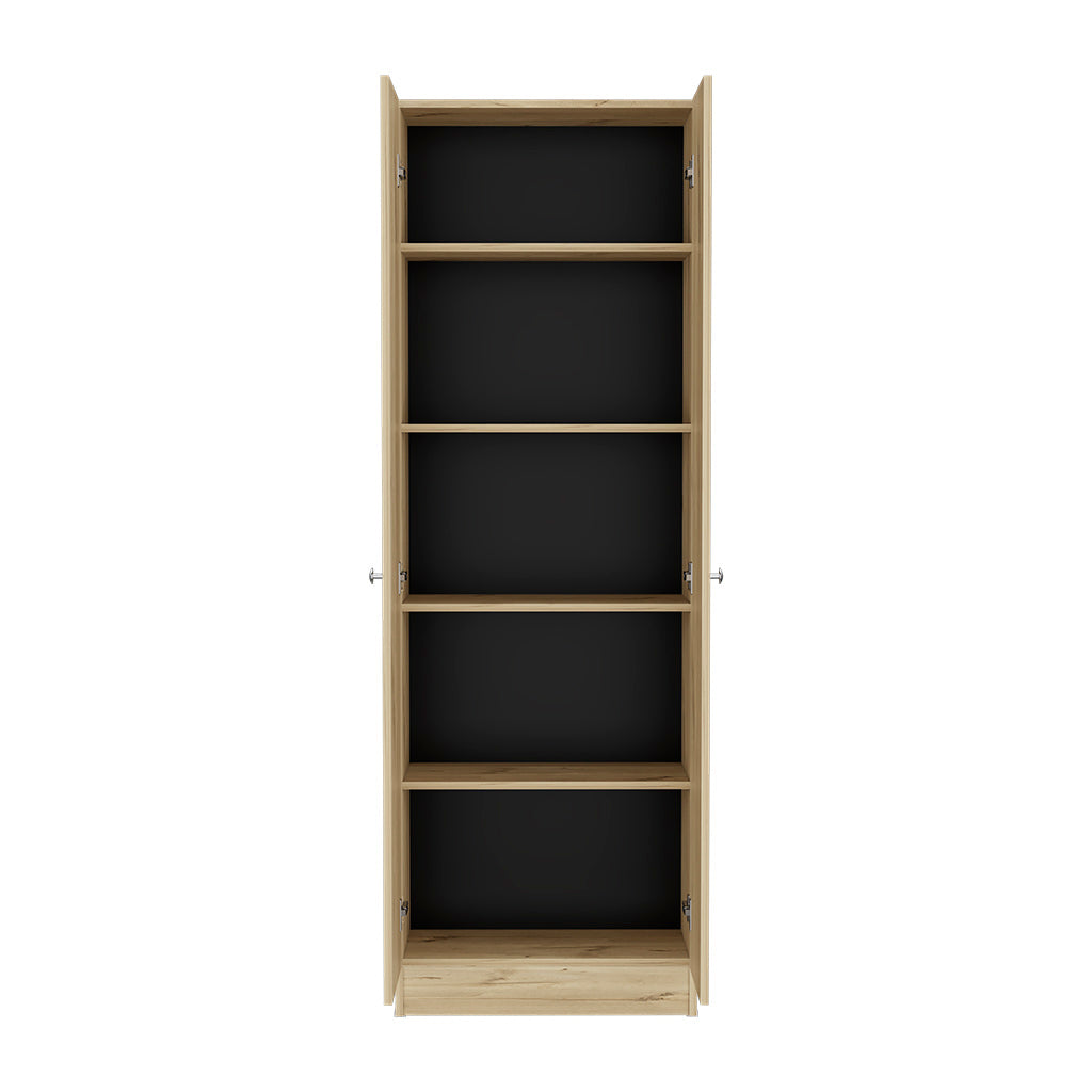 Storage Cabinet Pipestone, Five Shelves, Light Oak Black Wengue Finish Light Oak Particle Board