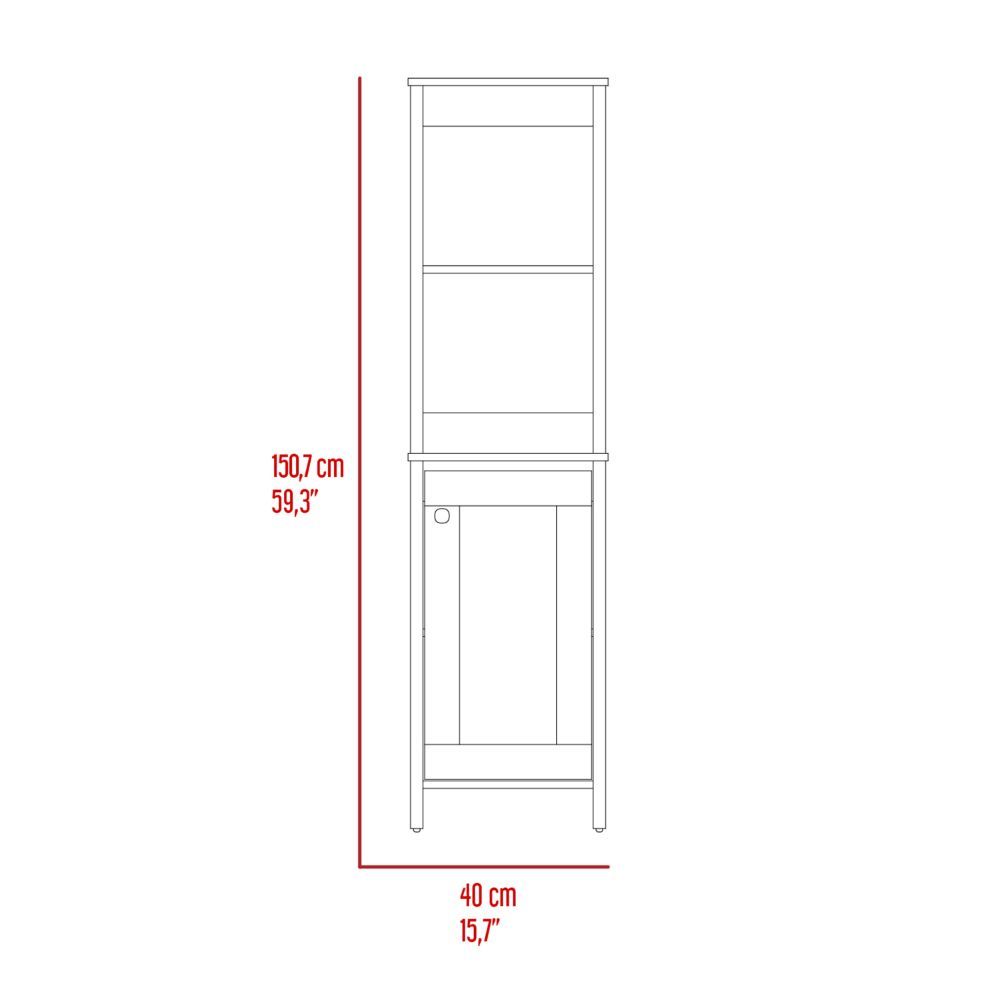 Linen Cabinet Jannes, Two Open Shelves, Single Door, Light Gray Finish Light Gray Particle Board