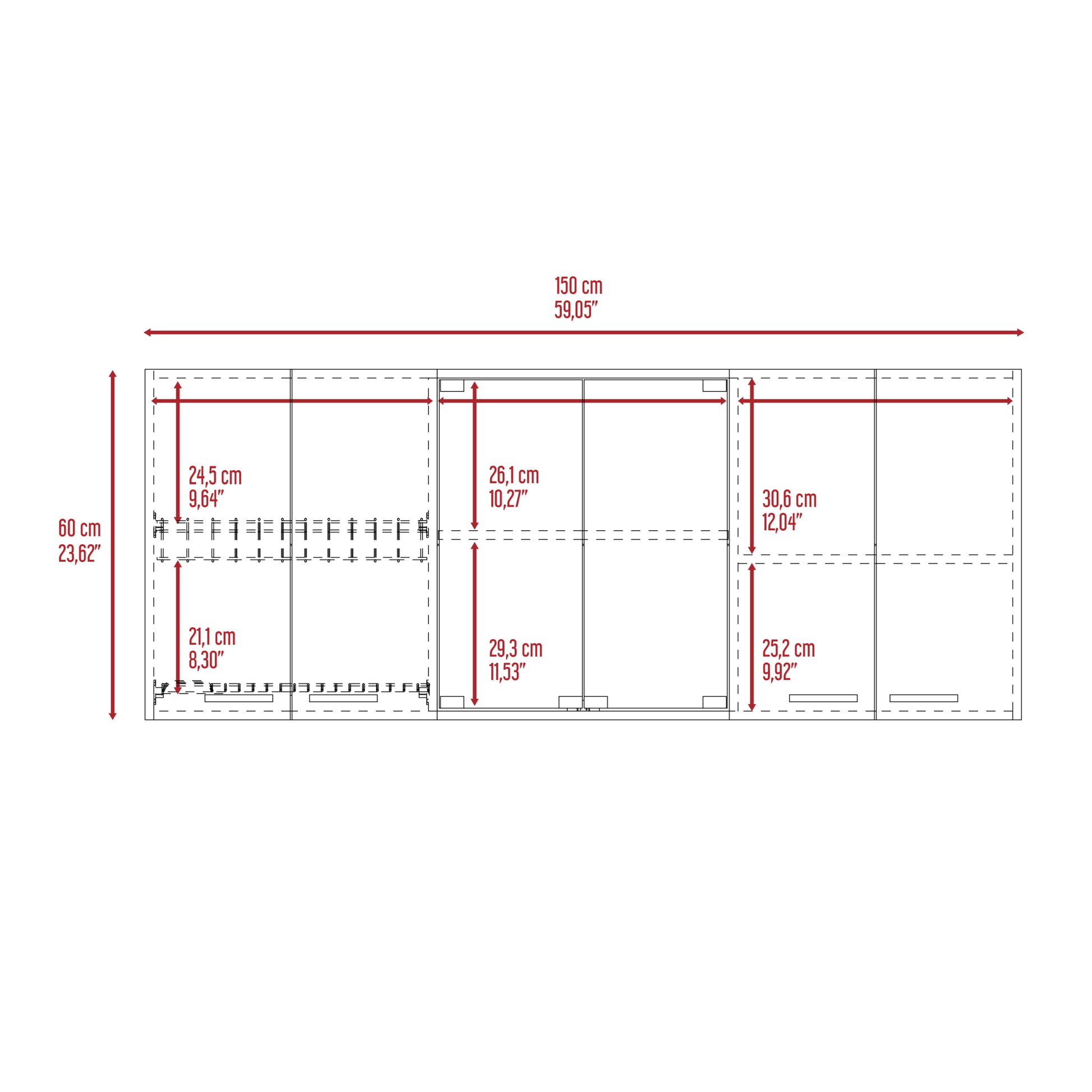 Superior Wall Cabinet Peoria, Four Interior Shelves, White Finish White Particle Board