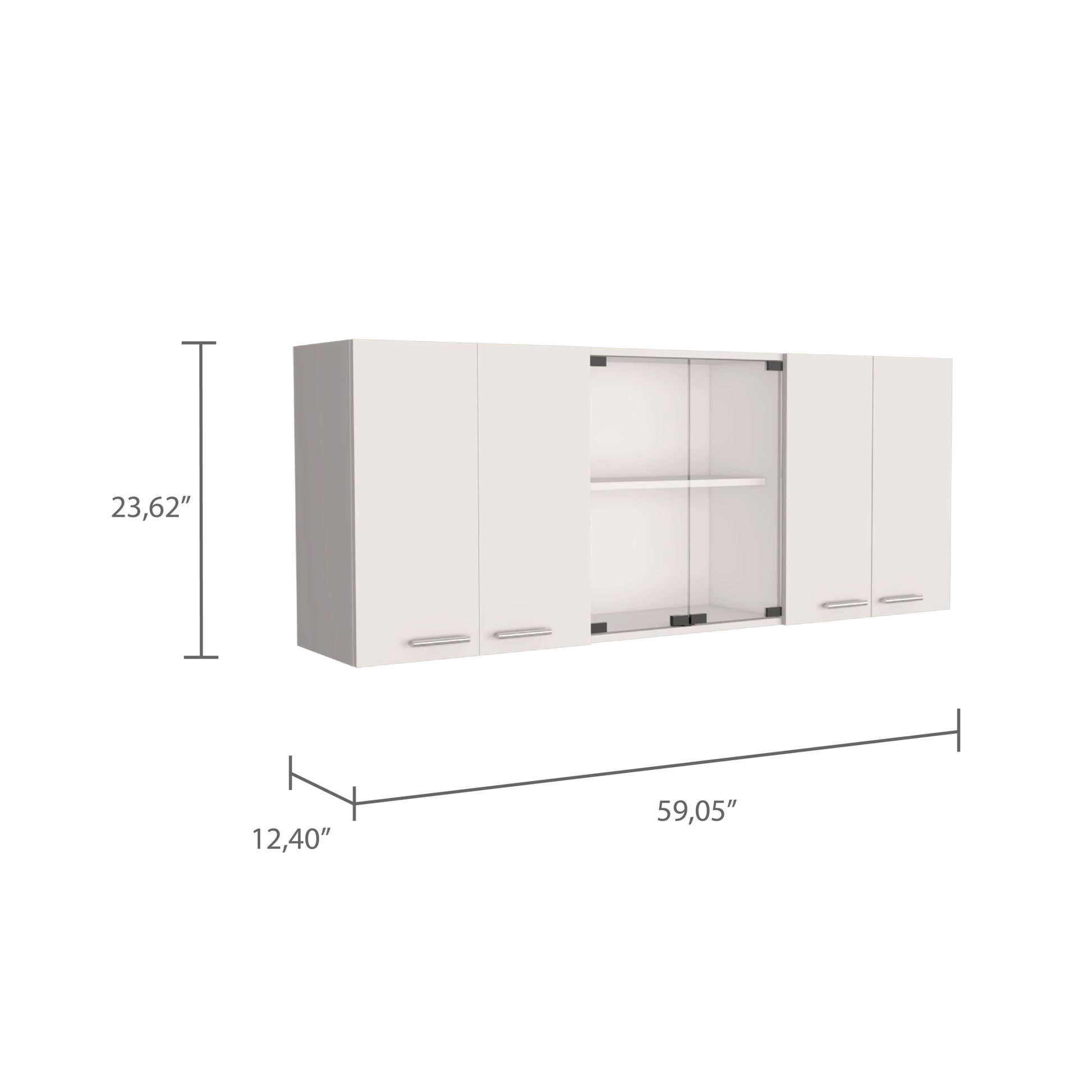 Superior Wall Cabinet Peoria, Four Interior Shelves, White Finish White Particle Board