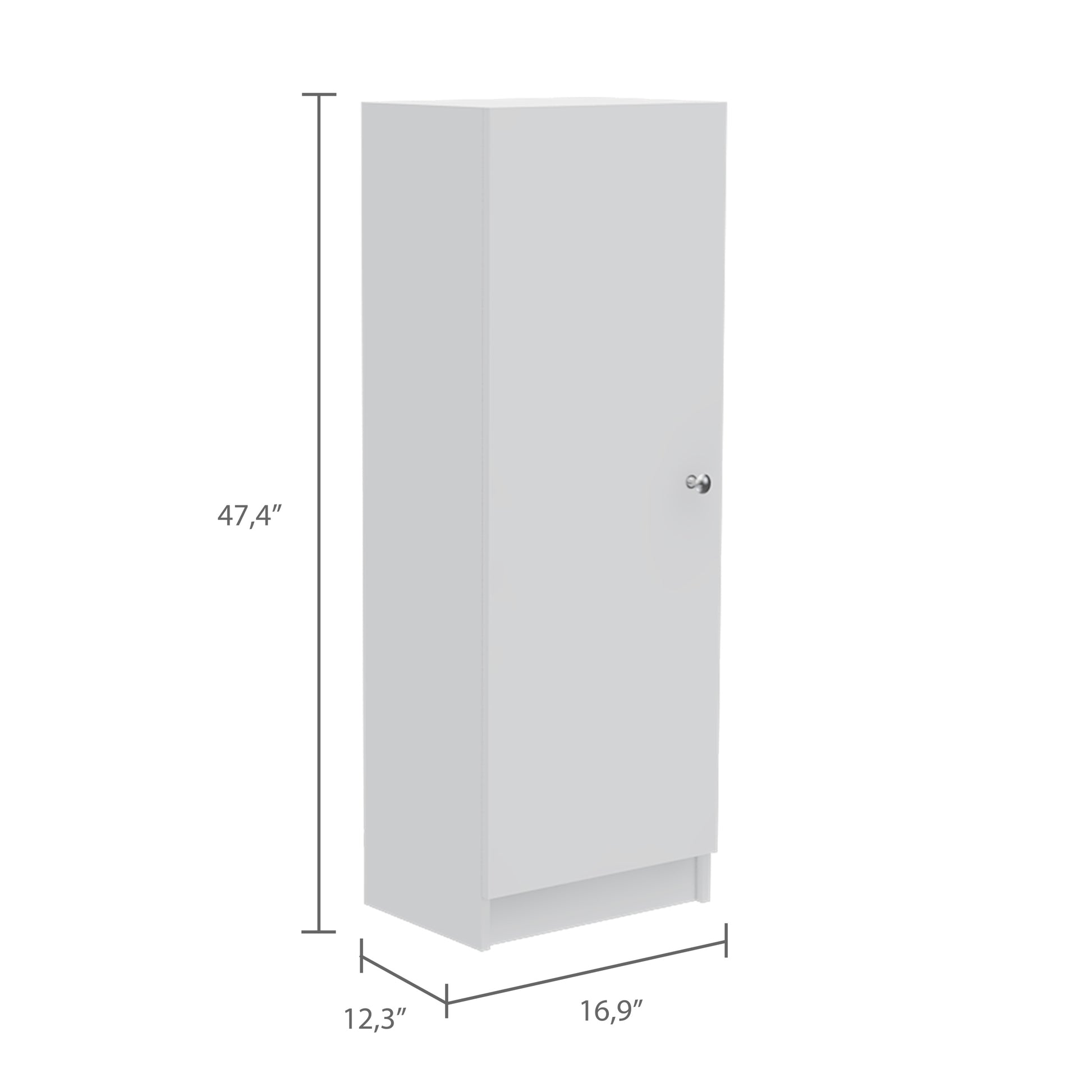 Pantry Miami, Single Door Cabinet, White Finish White Particle Board