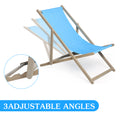 Beach Sling Patio Chair Set Of 2,Wooden Folding Outdoor Chairs For Outside 3 Level Height Adjustable, Portable Reclining Beach Chair Blue Solid Wood