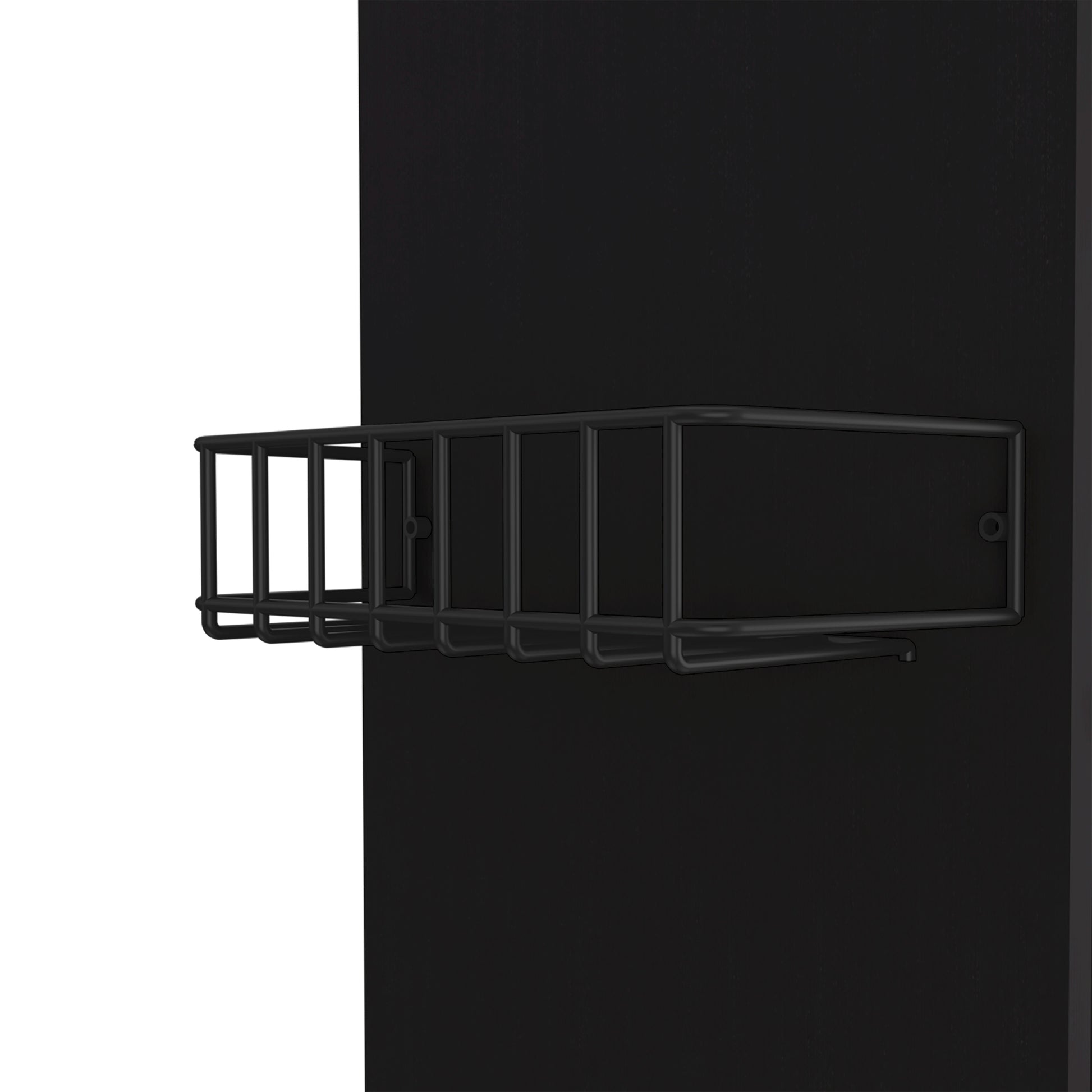 Kitchen Cart Kryot, Single Door Cabinet, Four Casters, Black Wengue Finish Black Particle Board