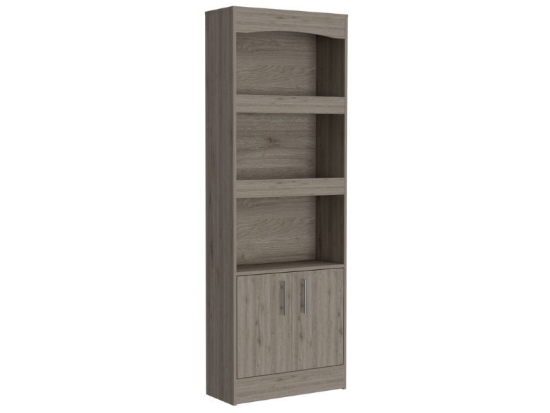 Bookcase Denver,Metal Hardware, Light Gray Finish Light Gray Particle Board