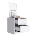 Nightstand Cervants, Two Drawers, Metal Handle, White Finish White Particle Board
