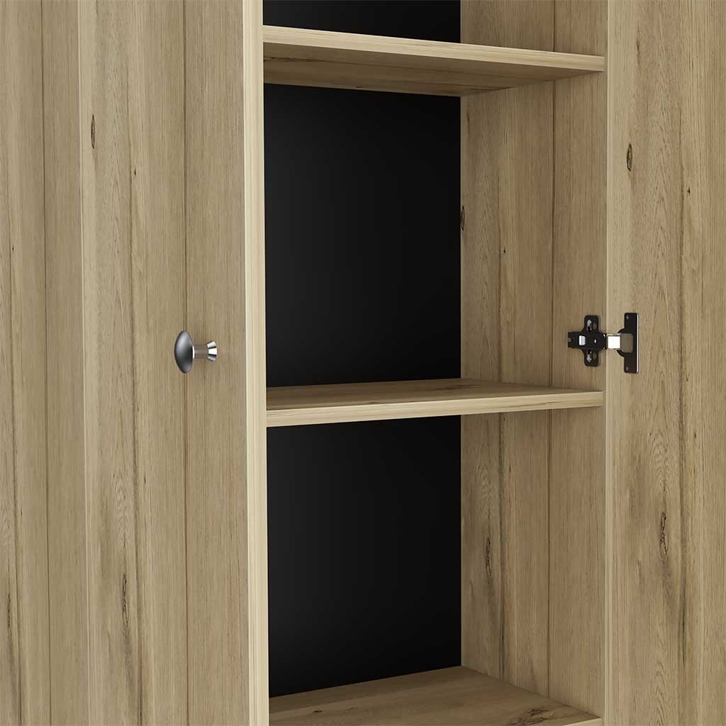 Storage Cabinet Pipestone, Five Shelves, Light Oak Black Wengue Finish Light Oak Particle Board