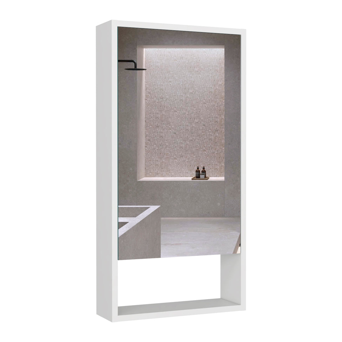 Medicine Cabinet Irvine, One External Shelf, White Finish White Particle Board