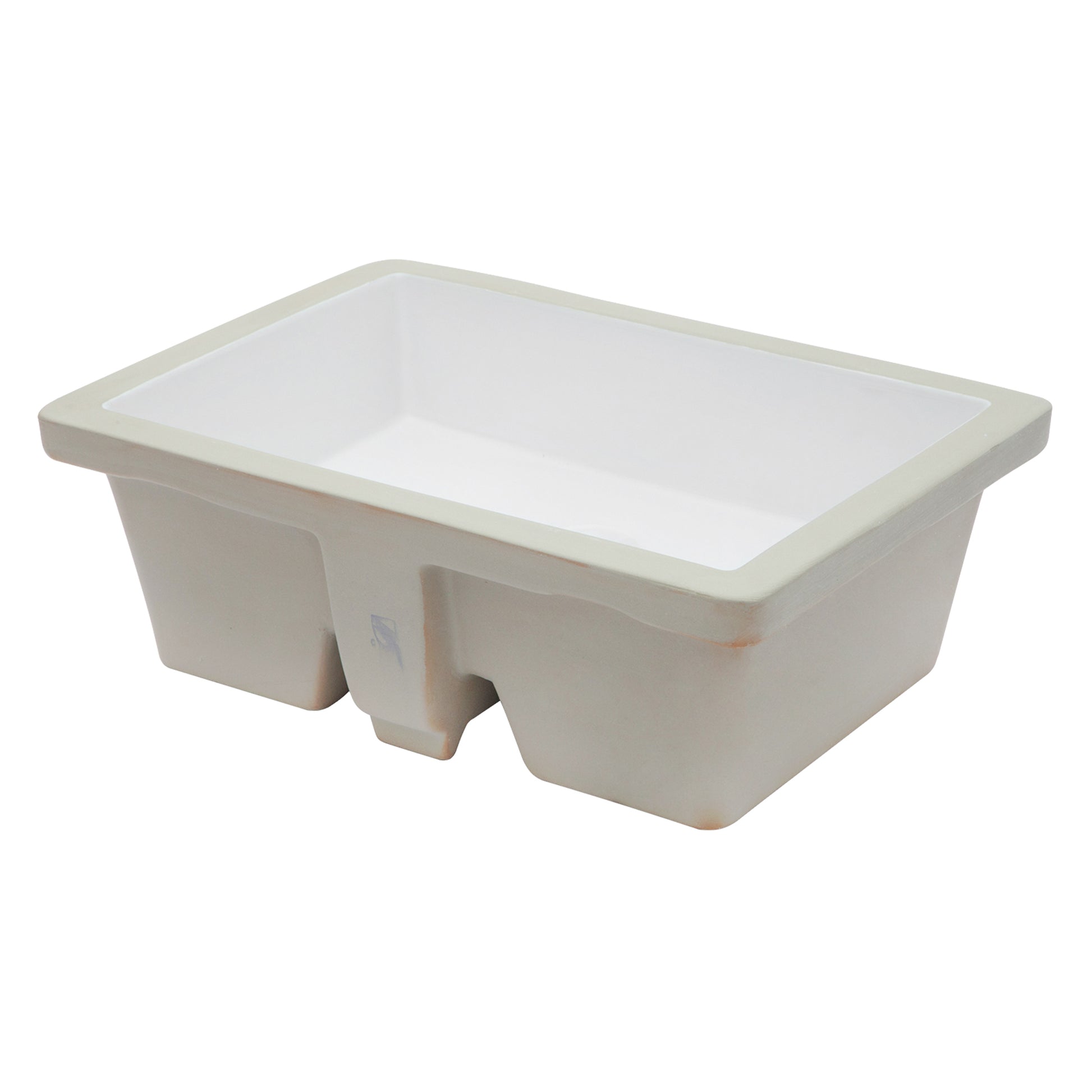 19.5"X14" White Ceramic Rectangular Undermount Bathroom Sink With Overflow White Ceramic