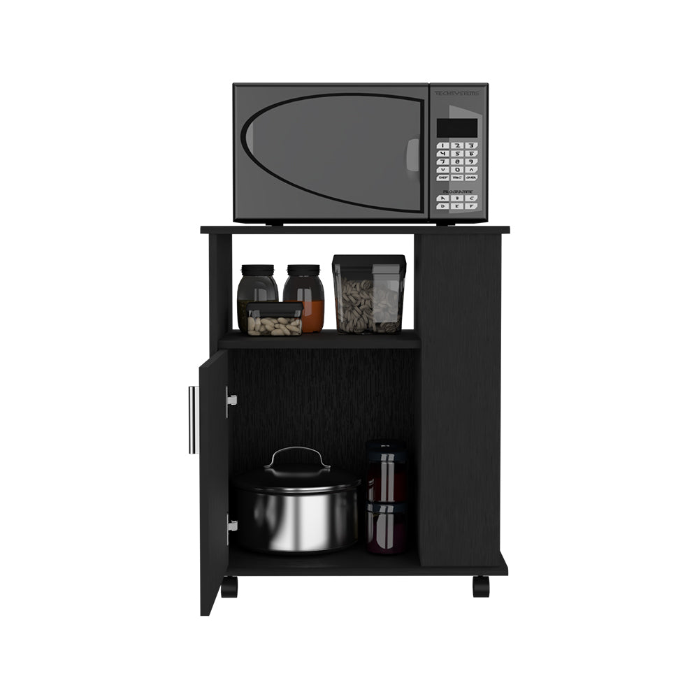 Lower Microwave Cabinet Kit, Black Wengue Finish Black Particle Board