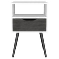 Nightstand Fugaz, Open Shelf, Single Drawer, Smokey Oak White Finish Multicolor Particle Board