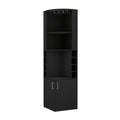 Bar Cabinet Papprika, 8 Wine Cubbies, Double Door, Black Wengue Finish Black Particle Board