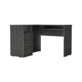 L Shaped Desk Bradford, Keyboard Shelf, Smokey Oak Finish Gray Particle Board