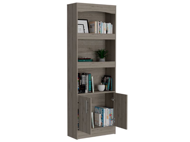 Bookcase Denver,Metal Hardware, Light Gray Finish Light Gray Particle Board