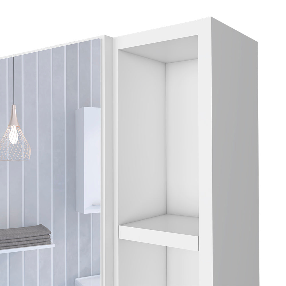 Medicine Cabinet Viking, Three Internal Shelves, Single Door, Two External Shelves, White Finish White Particle Board