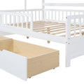 Wooden Full Size House Bed With 2 Drawers,Kids Bed With Storage Shelf, White White Wood