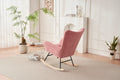 Rocking Chair Nursery, Solid Wood Legs Reading Chair Withteddy Fabric Upholstered, Nap Armchair For Living Rooms, Bedrooms, Offices, Best Gift,Pink Teddy Fabric Pink Primary Living Space Modern Rocking Chairs Polyester