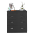 Three Drawer Dresser Litress, Metal Handles, Black Wengue Finish Black Particle Board