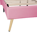 Queen Size Upholstered Bed Frame With Led Lights,Modern Upholstered Princess Bed With Crown Headboard,White Pink Queen White Pink Pu