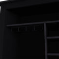 Bar Cabinet Castle, One Open Shelf, Six Wine Cubbies, Black Wengue Finish Black Particle Board