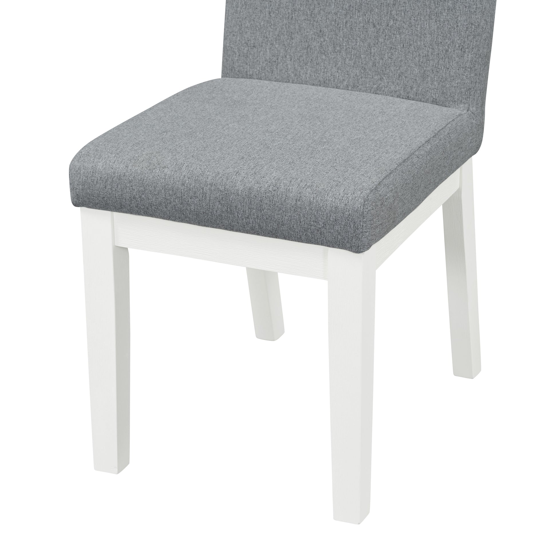 5 Piece Dining Set Retro Round Table With 4 Upholstered Chairs For Living Room, Dining Room Creamy White Cream White Rubber Wood