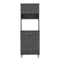 Pantry Piacenza,Two Double Door Cabinet, Smokey Oak Finish Gray Particle Board