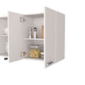 Superior Wall Cabinet Peoria, Four Interior Shelves, White Finish White Particle Board