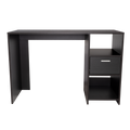 Computer Desk Odessa With Single Drawer And Open Storage Cabinets, Black Wengue Finish Black Particle Board