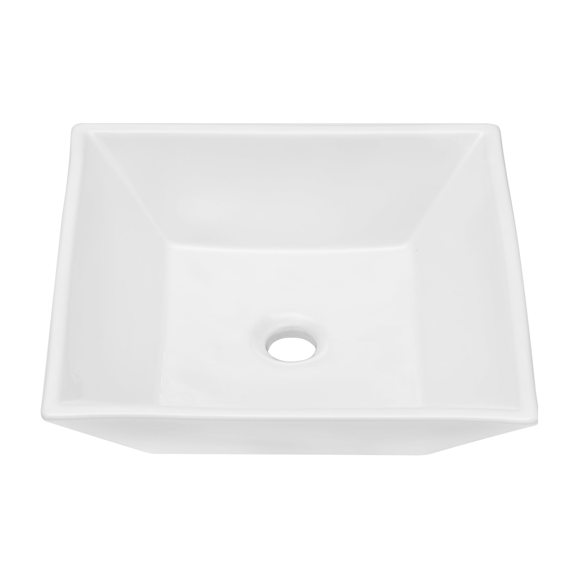 16X16 Inch White Ceramic Square Vessel Bathroom Sink White Ceramic