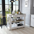 Kitchen Island 46 Inches Dozza, Two Drawers, White Light Oak Finish White Light Oak Particle Board