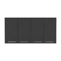 Kitchen Cabinet Durham, Four Doors, Black Wengue Finish Black Particle Board