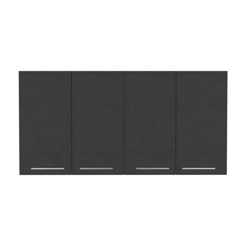 Kitchen Cabinet Durham, Four Doors, Black Wengue Finish Black Particle Board