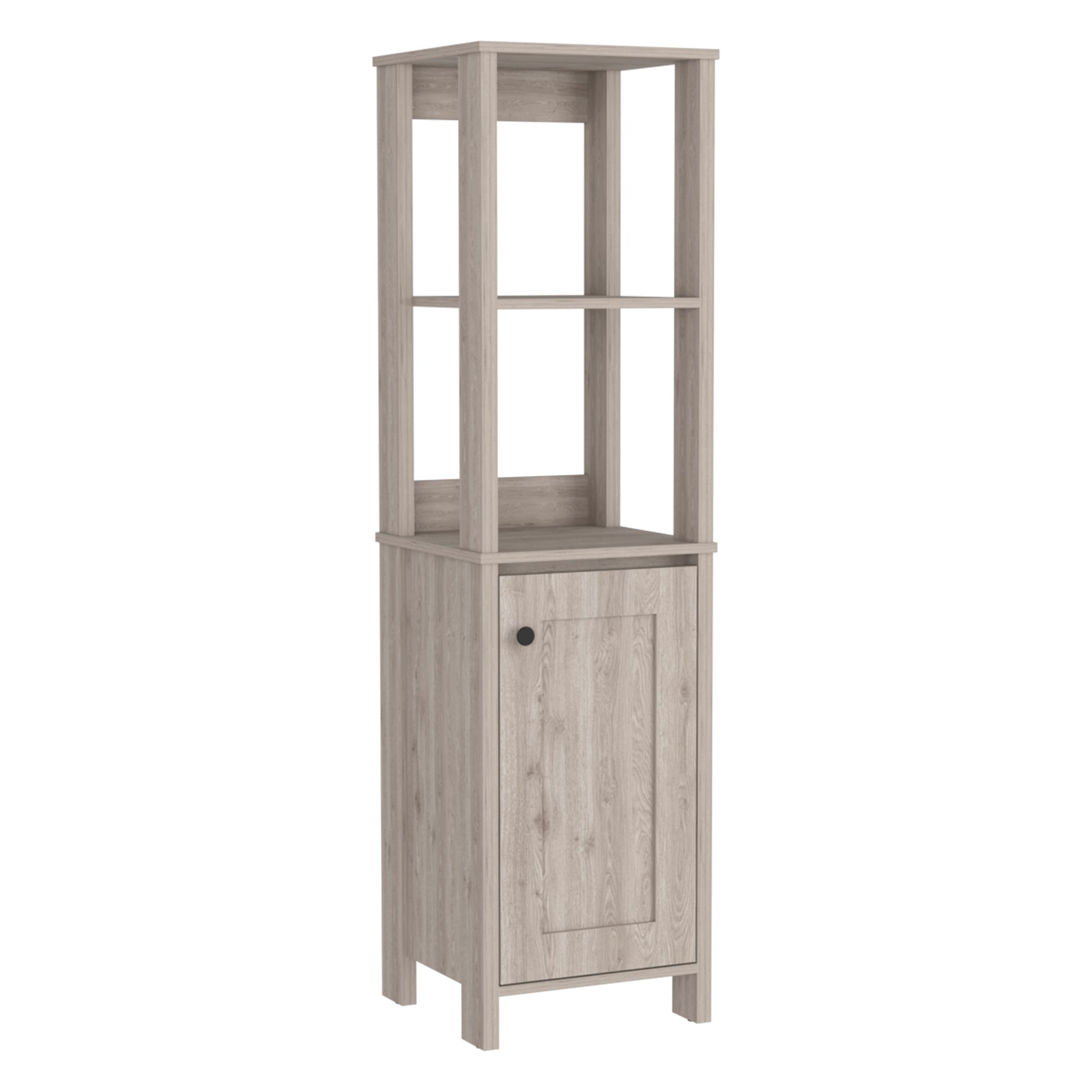 Linen Cabinet Jannes, Two Open Shelves, Single Door, Light Gray Finish Light Gray Particle Board