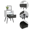 Nightstand Fugaz, Open Shelf, Single Drawer, Smokey Oak White Finish Multicolor Particle Board