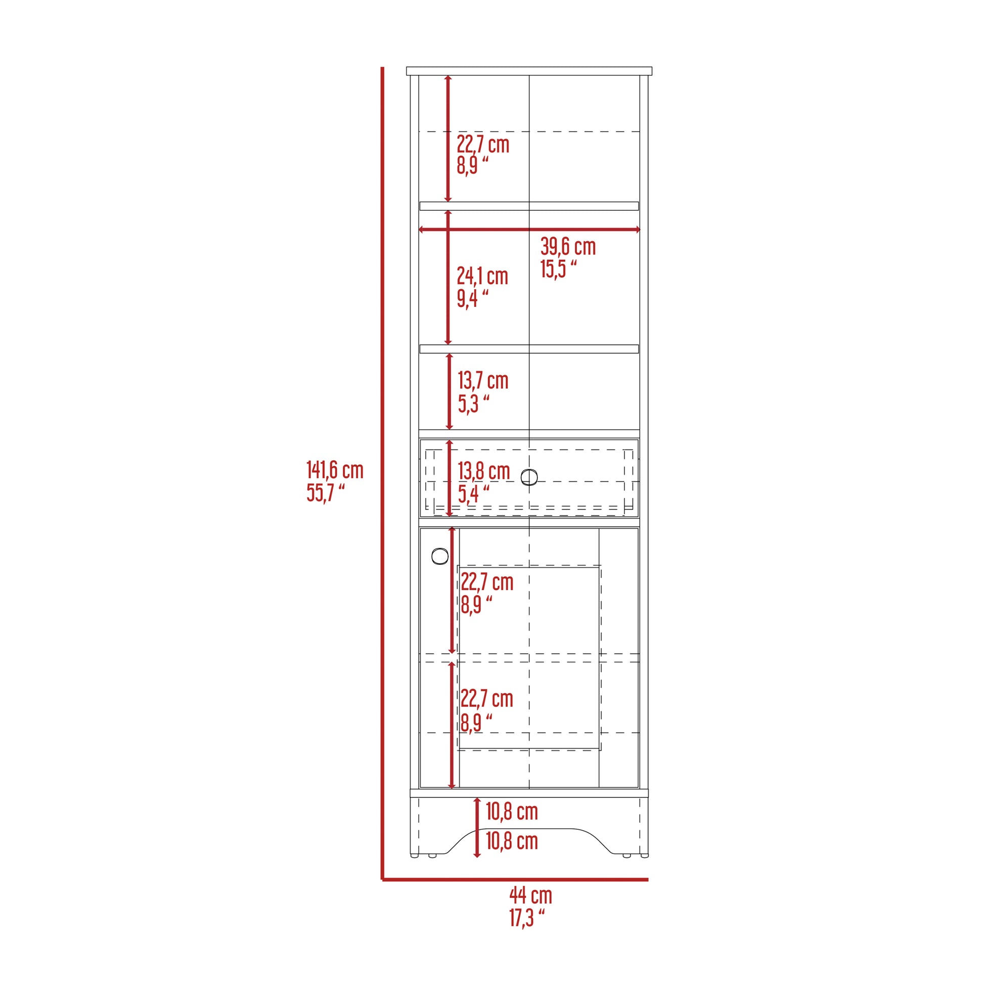 Linen Cabinet Burnedt, Multiple Shelves, Light Oak White Finish Light Oak Particle Board