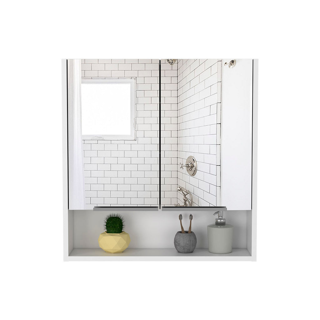 Medicine Cabinet With Mirror Lexington,Three Internal Shelves, White Finish White Particle Board