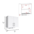 Wall Storage Cabinet Alikuri, Four Cabinets, White Finish White Particle Board