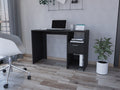 Computer Desk Odessa With Single Drawer And Open Storage Cabinets, Black Wengue Finish Black Particle Board