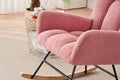 Rocking Chair Nursery, Solid Wood Legs Reading Chair Withteddy Fabric Upholstered, Nap Armchair For Living Rooms, Bedrooms, Offices, Best Gift,Pink Teddy Fabric Pink Primary Living Space Modern Rocking Chairs Polyester