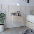 Floating Nightstand Flopini, One Drawer, Light Gray Finish Light Gray Particle Board