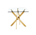 Tempered Clear Glass Golden Leg Dinning Table 63