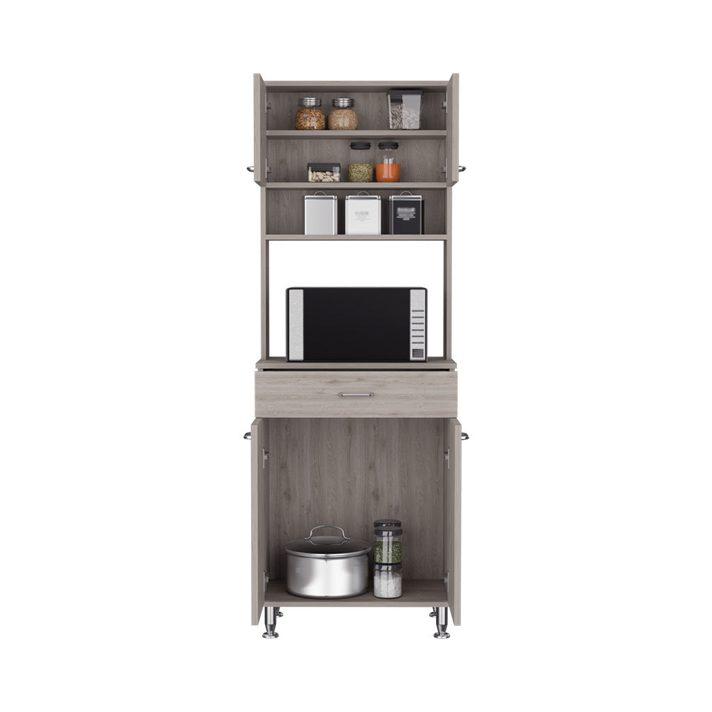 Pantry Piacenza,Two Double Door Cabinet, Light Gray Finish Light Gray Particle Board